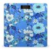 Blue Floral Scale for Body Weight Anti-Slip Tempered Glass Digital Bathroom Scales Clear LCD Display Weighing Scale Safe Rounded Corners Smart Scales view 1