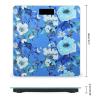 Blue Floral Scale for Body Weight Anti-Slip Tempered Glass Digital Bathroom Scales Clear LCD Display Weighing Scale Safe Rounded Corners Smart Scales view 2