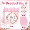 Happy 80th Birthday Gift Bag Decorations for Women Pink 80th Birthday Wrapping Paper Bag with Tissue Paper Card Floral 80 Year Old Party Favor Wrap Bags for Her Mom Wife 80 & Fabulous Bday Supplies view 3