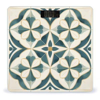 Geometric Design Pictures Scale for Body Weight Anti-Slip Tempered Glass Digital Bathroom Scales Clear LCD Display Weighing Scale Safe Rounded Corners Smart Scales