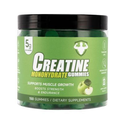 Bruce & Shark Creatine Monohydrate Gummies with 5g Per Serving, Supports Muscle Growth, Boosts Strength & Endurance, No Gelatin, No Artificial Sweeteners, 150 Count (Green Apple)