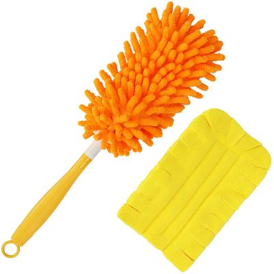 2 Pcs with 1 Handle Reusable Duster Refills, Washable Microfiber Dusters, 360Cleaning Tools for Home, Office, Blinds, Car, Pet, Furniture, Fan