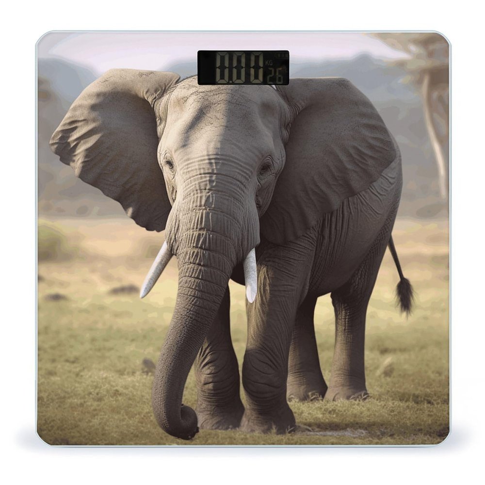 Big Ears Elephant Scale for Body Weight Anti-Slip Tempered Glass Digital Bathroom Scales Clear LCD Display Weighing Scale Safe Rounded Corners Smart Scales