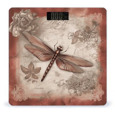 Dragonfly Bee Scale for Body Weight Anti-Slip Tempered Glass Digital Bathroom Scales Clear LCD Display Weighing Scale Safe Rounded Corners Smart Scales