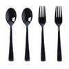 200 Count Black Plastic Silverware, Heavy Duty Disposable Cutlery Set, 100 Forks and 100 Spoons, Plastic Utensils Set for Party, Birthday, Wedding view 1