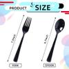 200 Count Black Plastic Silverware, Heavy Duty Disposable Cutlery Set, 100 Forks and 100 Spoons, Plastic Utensils Set for Party, Birthday, Wedding view 2