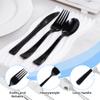 200 Count Black Plastic Silverware, Heavy Duty Disposable Cutlery Set, 100 Forks and 100 Spoons, Plastic Utensils Set for Party, Birthday, Wedding view 3