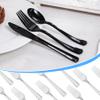 200 Count Black Plastic Silverware, Heavy Duty Disposable Cutlery Set, 100 Forks and 100 Spoons, Plastic Utensils Set for Party, Birthday, Wedding view 4