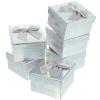 FUOYLOO 6pcs Small Foldable Boxes with Lid and Ribbon, Gray 9X8.5X5.5Cm, Bulk Present Boxes for Birthday, Wedding, and Party Wrapping view 1