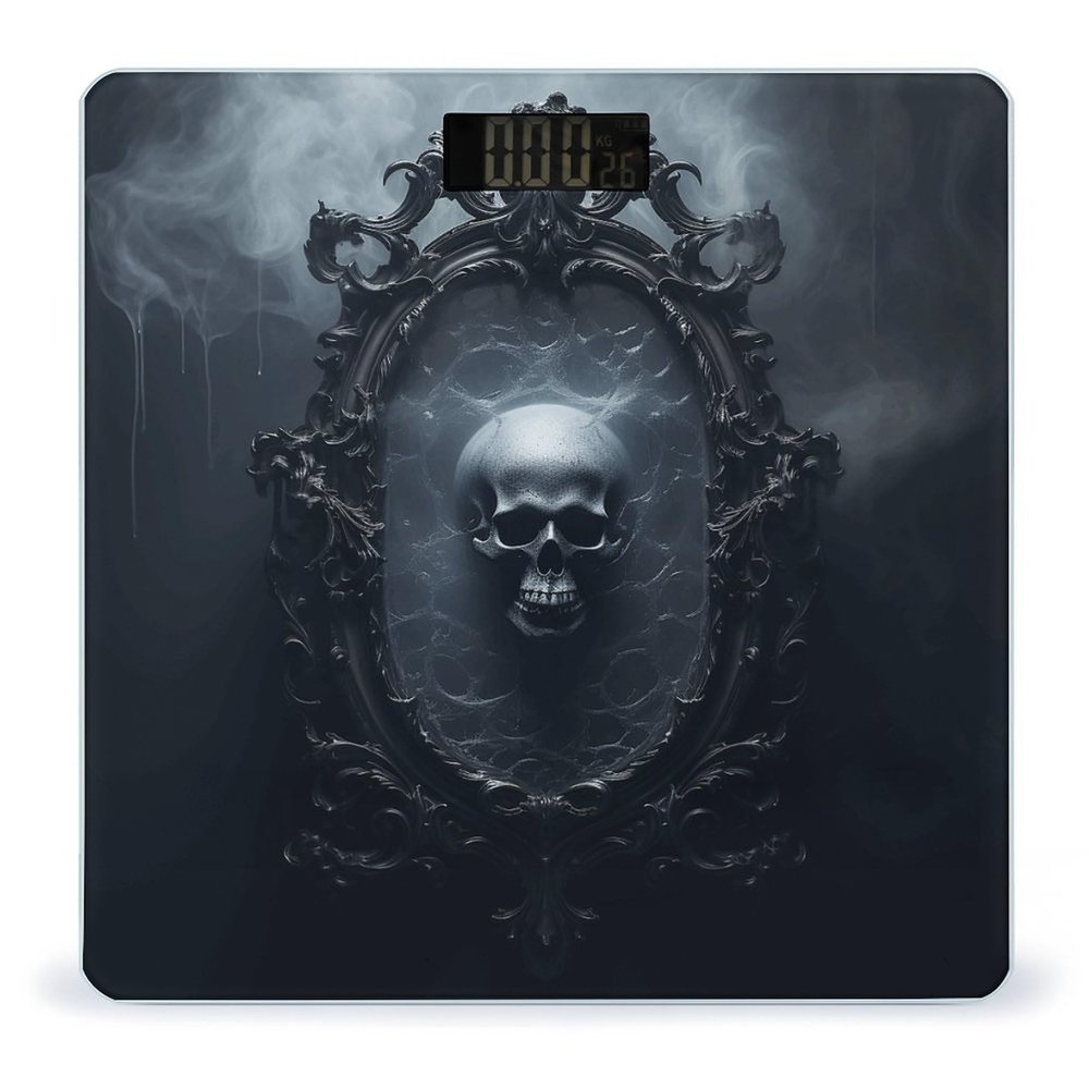 Ghost in Mirror Scale for Body Weight Anti-Slip Tempered Glass Digital Bathroom Scales Clear LCD Display Weighing Scale Safe Rounded Corners Smart Scales