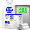 21 Gallon Drawstring Trash Bags 100 Count 1.2 Mil Heavy Duty Large Garbage Liners Fits All 20-21.1 Gallon 50-80 Liter Trash Can for Home Office Kitchen Compatible with Code G view 1