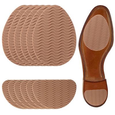 12pcs Non-Slip Shoe Pads, Anti Slip Shoe Grips, Self-Adhesive Anti-Skid Rubber Sole Protectors with Noise Reduction for High Heels, Leather Shoes, Boots, Sandals, Brown