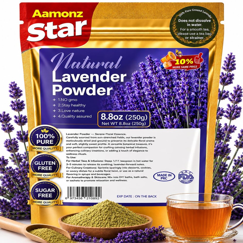 WOTIHA Culinary Lavender Powder (8.8 oz / 250g) - 100% Natural Ultra-Fine Lavender Flower Powder - Edible Grade for Baking, Drinks & DIY Beauty - Naturally Gluten-Free & Caffeine-Free - Non-GMO
