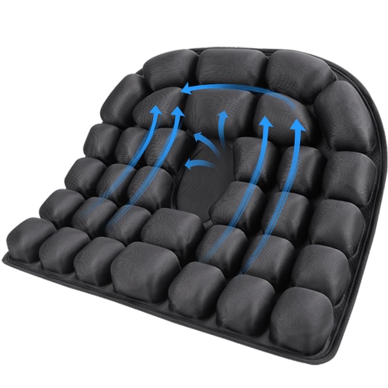 Starlo Sondour Travel Seat Cushion, Airplane Cushion Long Flight, Portable Airline Cushion with Air Pump, Wheelchair Cushion;Pressure Relief Inflatable Seat Cushion (Round Black)