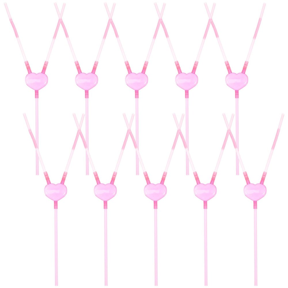 CIMAXIC 10Pcs Love Heart Straws Creative Drinking Straws for Valentine Party Bachelorette Celebration Couples S Party Supplies