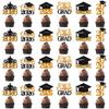 Migeaks 24Pcs Graduation Cupcake Topper, Class of 2026 Cupcake Topper Supplies for 2026 Congrats Grad Cap Diploma Cake Decor Graduate Celebration Party Cake Decorations Supplies (Black Orange -24) view 1