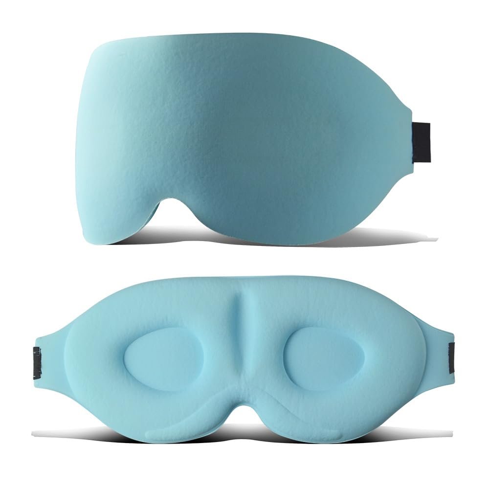 3D Sleeping Eye Mask, Total Blackout Blindfold, Zero Pressure Eye Cover, Breathable Soft Mask, Travel Nap Eye Mask, Deep Night Sleep Mask, Blue