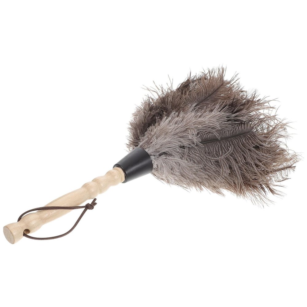 PAMINGONO Natural Fiber Duster with Beech Wood Handle, Reusable Handheld Dust Sweeper for Home and Car Cleaning, White Rod Household Furniture Dusting Tool