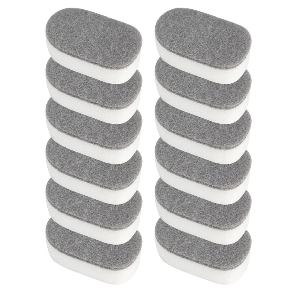 CIMAXIC 12Pcs Dishwashing Pad and Cleaning Scouring Sponge Set, Dual-Texture Grey and White Kitchen Cleaning Sponges for Home Dishwashing and Stain Removal