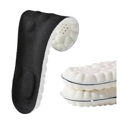 Shock Absorbing Latex Sport Insoles with Orthotic Arch Support - Soft Elastic Cushion Pads, 1 Pair(Black,EU37-38)