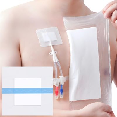 12x16 Inch Dialysis Catheter Shower Cover | Waterproof Shower Shileds for Chest Chemo Port Covers for Showering G/J Peg Feeding Tube Wound Bandage | Without Glue in The Center (Pack of 10)