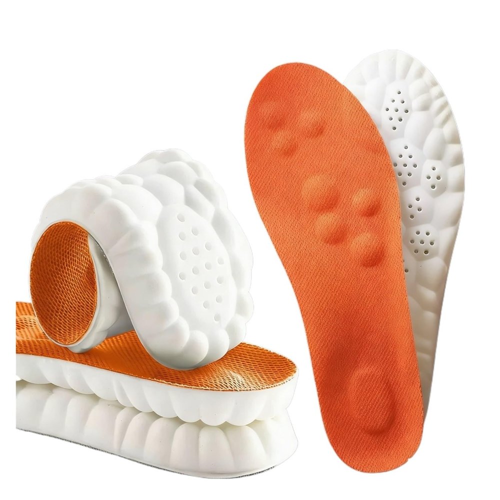 High Elasticity Latex Sports Insoles with Arch Support - Orthotic Soft Shoe Pads for Running & Walking, Deodorant & Cushioned Insoles(Orange,EU35-36)