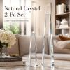 Novabright Crystal Obelisk Towers - 2 Pcs 9.25 Inch & 6.18 Inch Optical Crystal Decoration Set, Ideal for Farmhouse, Modern, and Home Decor for Mantel, Vanity, Side Table, Shelf, and Office Styling view 2