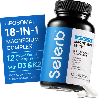 18 in 1 Magnesium Complex for Women and Men | Liposomal Magnesium Supplement with Glycinate, Citrate, Malate, Taurate, D3 & K2 | High Absorption for Muscle, Sleep, Bone, Nerve Support | 90 Capsules