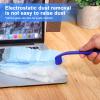 IWOWHERO Electrostatic Dusting Brush Collection with 40 Flat Fiber Dusters, Blue Short Handle and Telescopic Long Handle, Static Cling Duster for Car Interior, Furniture, and Household view 3