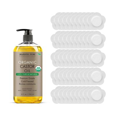 Majestic Pure USDA Organic Castor Oil - 8 Fl Oz with Patches