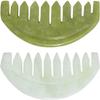Holibanna Jade Gua Sha Comb Scalp Scraper 2Pcs Set Smooth Polished Green Jade Manual Scalp Body Acupoint Relaxation Therapy view 1