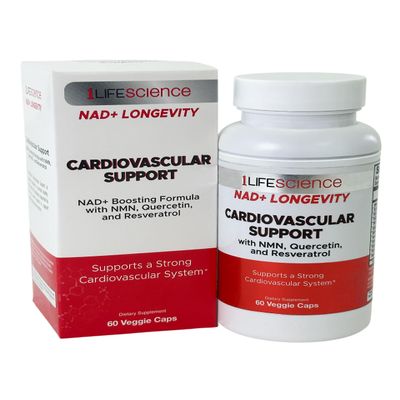 1LifeScience Cardiovascular Support Supplement NMN, Resveratrol, Quercetin, Fisetin & Apigenin NAD+ Support Formula cGMP Made in USA 60 Veg Caps