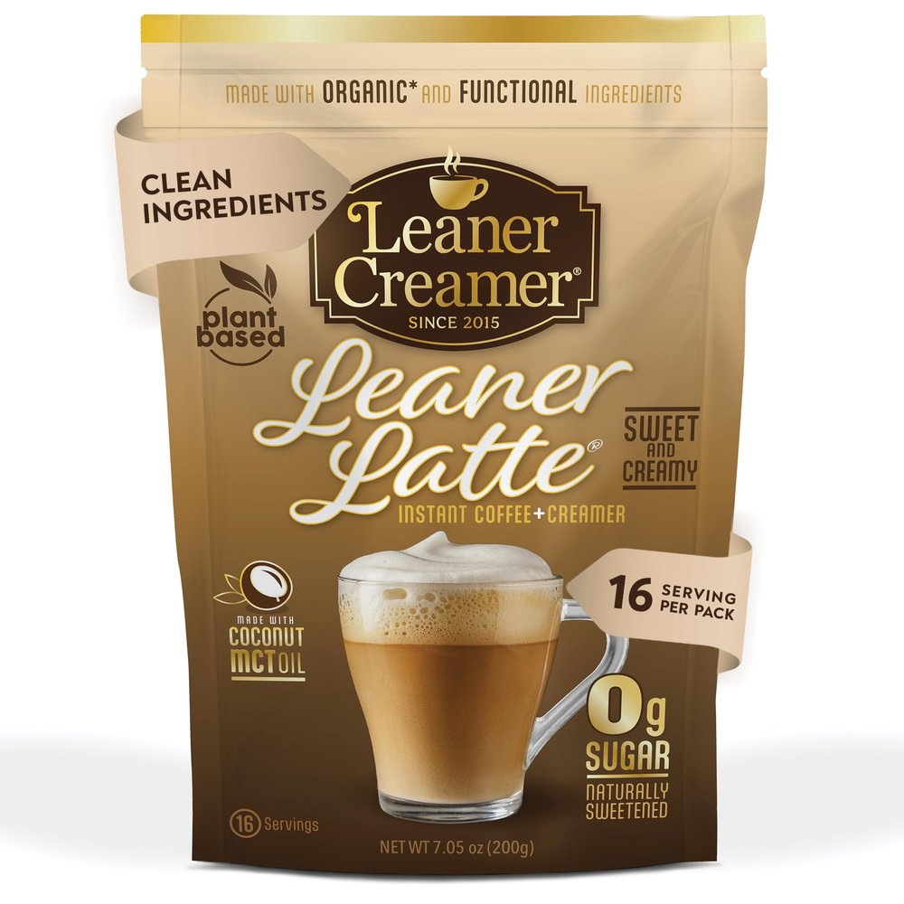 Leaner Latte Instant Coffee + Creamer Mix | 0g Sugar, Keto, Low Carb | Metabolic- Friendly, Naturally Sweetened | Plant-Based, Dairy-Free | MCT Oil & L-Theanine for Calm FocusV