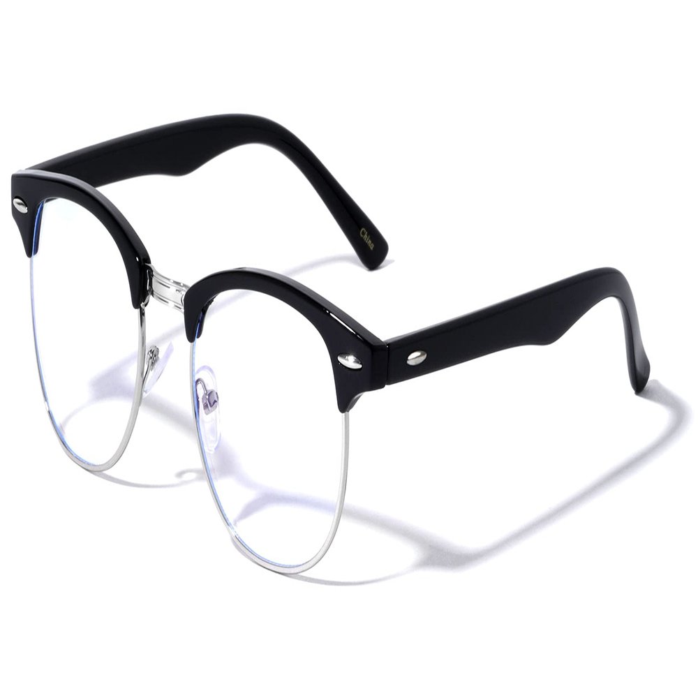Classic Retro Round Computer Protective Blue Light Glasses Men Women Unisex UV400 Protection BL2001 (Silver)