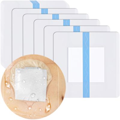 10 Pcs Waterproof Ostomy Bag Cover with Non-Stick Pad Extra Large Shower Shields 9" x 9" for Colostomy Pouch Ileostomy Urostomy Stoma Bath Protector Wounds Dressing Bandage for Showering