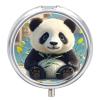 Round Black and White Panda Pill Organizer Pill Box 3 Compartment Portable Travel Medicine Case Daily Mini Compact Medicine Container Storage Vitamin Supplement Dispenser view 1
