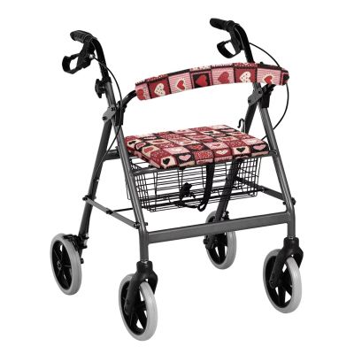 Sepetwhos Love and Roses Rollator Walker Seat and Backrest Covers for Ladies Soft Adjustable Vibrant Colors Rollator Accessories