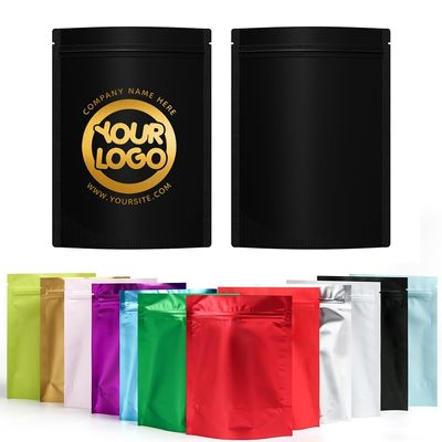 100PCS Customized Packaging Stand up Packaging Bag Resealable Zipper Mylar Bag Smell-proof Foil Pouch for Small Business (Black, 14 * 20CM/5.5"*7.9"-100PCS-Single Side Print)