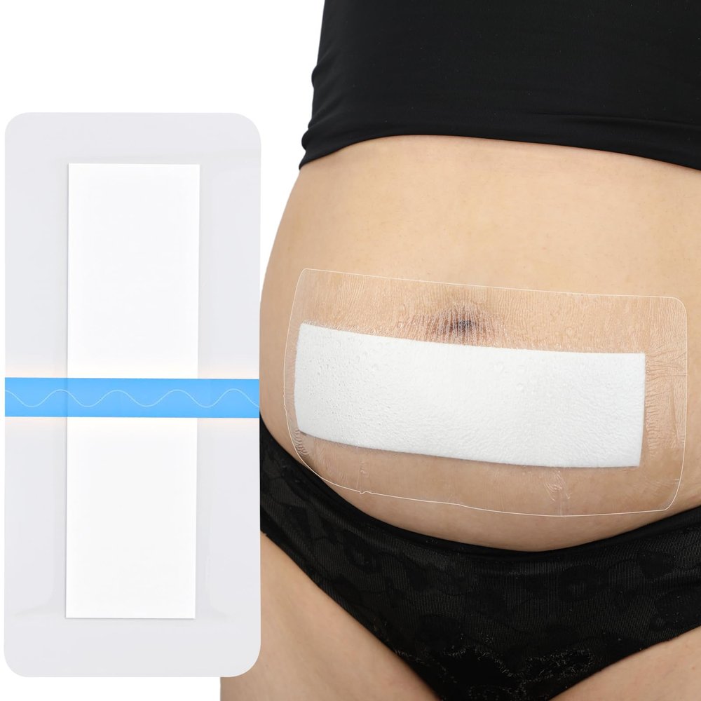 10 Pcs Waterproof C Section Shower Cover 4"x6" Tummy Tuck Scar Hysterectomy Incision Protector Bandages C-Section Recovery Must Haves for Stomach Belly Surgery Wound Dressing