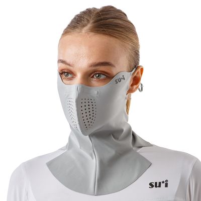 SUIGOLF KOREA X-Series X2 Flex Power Aqua-X UV Cooling Face & Neck Mask with Nose Wire, Golf Running Outdoor Sports (Gray, Medium)