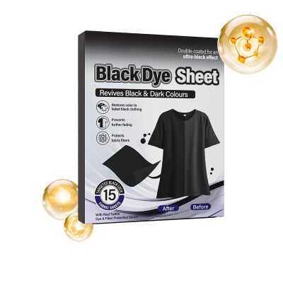 15Pcs Black Dye Laundry Sheets for Clothes, Dye Catcher for Color Guard Sheets for Laundry, Black Clothing Color Restorer Sheet, Renew & Dyes Up Your Clothes Fabric Care Garment Restoration