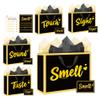 Five Senses Gift Bags for Mother - 5 PCS Black and Gold Gift Bags Mothers Day with Handle Greeting Card Tissue Paper Sight Smell Touch Taste Sound Foil Stamping Gift Bag for Him Her for Birthday Anniversary Wedding 12 Inch view 1