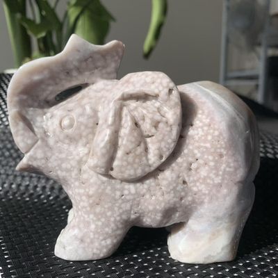 1.87LB Pink Amethyst Elephant Carving | Natural Crystal Animal Sculpture for Wisdom & Emotional Healing | Hand-Carved Stone Figurine for Home & Office Decor | Unique Spiritual Gift