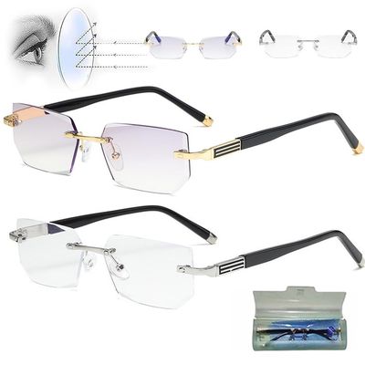 Precision Vision Aid Tool - Adjustable Focus Assist Glasses Self Adjusting Glasses Far and Near Auto Focus Anti-Blue Light (2pc Mix,+4.0)