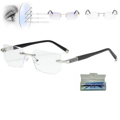 Precision Vision Aid Tool - Adjustable Focus Assist Glasses Self Adjusting Glasses Far and Near Auto Focus Anti-Blue Light (Silver,+3.5)