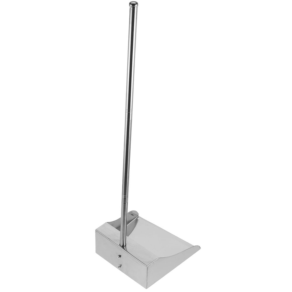 TIDTALEO Heavy Duty Stainless Steel Dustpan with Long Handle, Upright Metal Dust Pan for Indoor and Outdoor Cleaning, Standing Garbage Shovel Suitable for Home and Garden Use