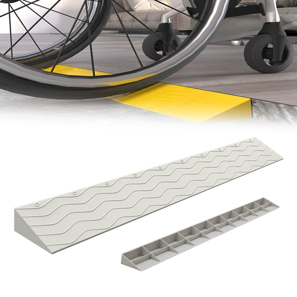 Threshold Ramps for Doorways, PP Plastic Wheelchair Ramp, 660 lbs Capacity, 0.4-3.9" Rise, for Wheelchair Scooter Stroller Indoor Outdoor(Beige,18x8cm/7.1x3.1in)