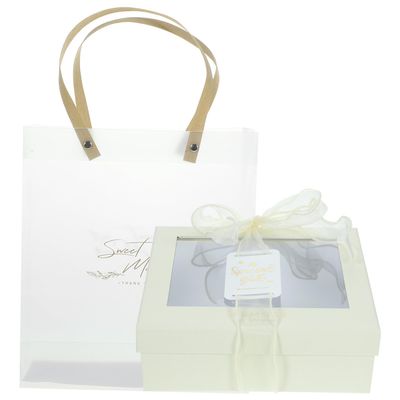 HAPINARY Bridesmaid Box Set with Tote Bag, Ribbon, and Card Small Delicate Wedding Favor Boxes for Valentine'S Day and Bridal Party Packaging, Ivory White