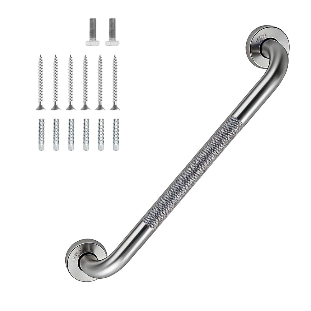 16 Inch Shower Grab Bar 1.25" Dia Brushed Nickel Anti Slip Bathroom Grab Bar, 304 Stainless Steel Knurled Handicap Grab Bars, Safety Support Handrail Bath Shower Handle for Elderly Injury Senior