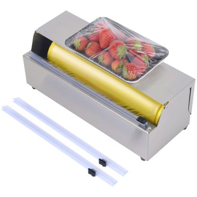 12 Inch Plastic Wrap Dispenser with Cutter - Drop-in Stainless Steel Foil Organizer Fits 12 Inch Rolls, Space-Saving Cling Film Holder for Home Kitchen and Small Bakery